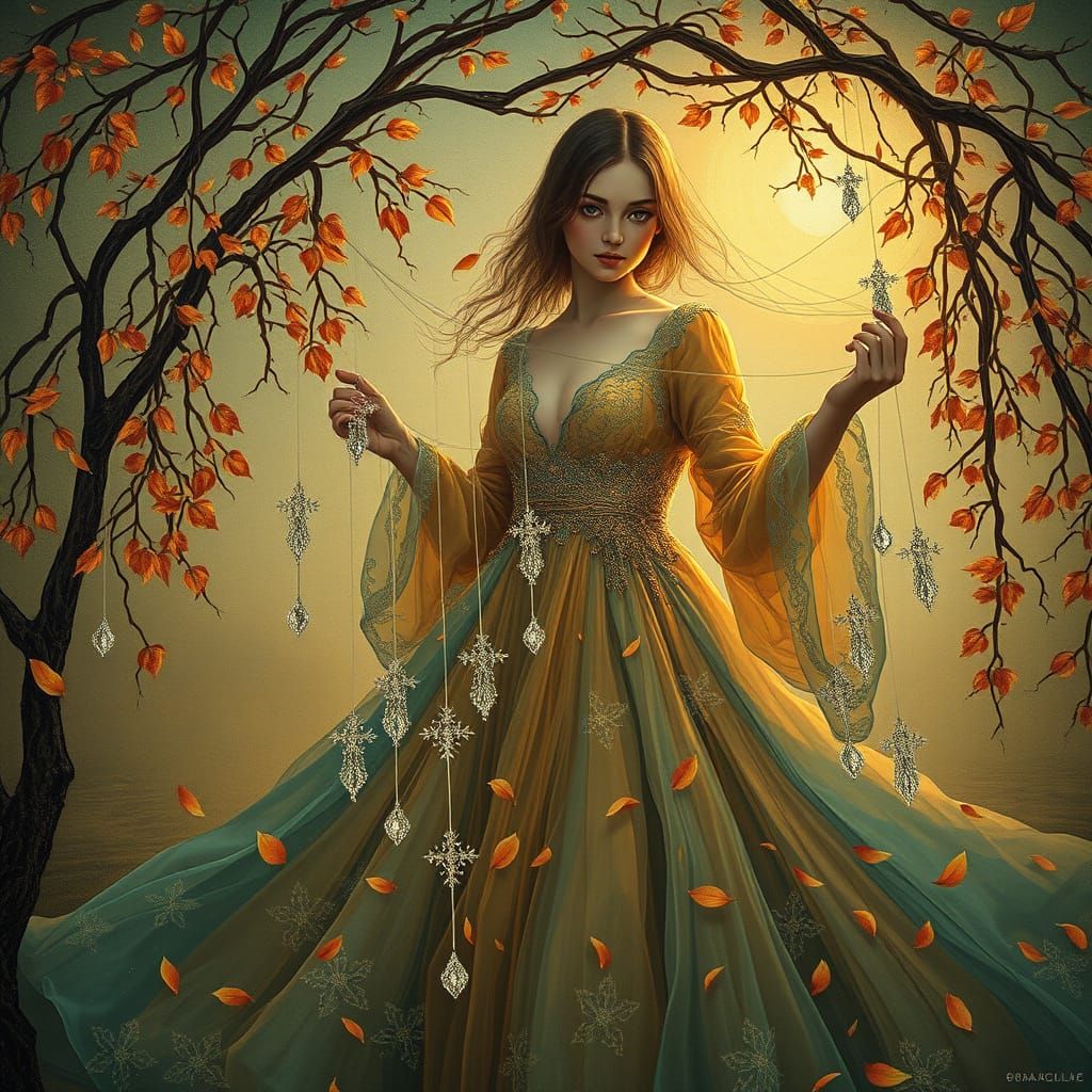 Weaving Silence: A Victorian Surrealism Artwork