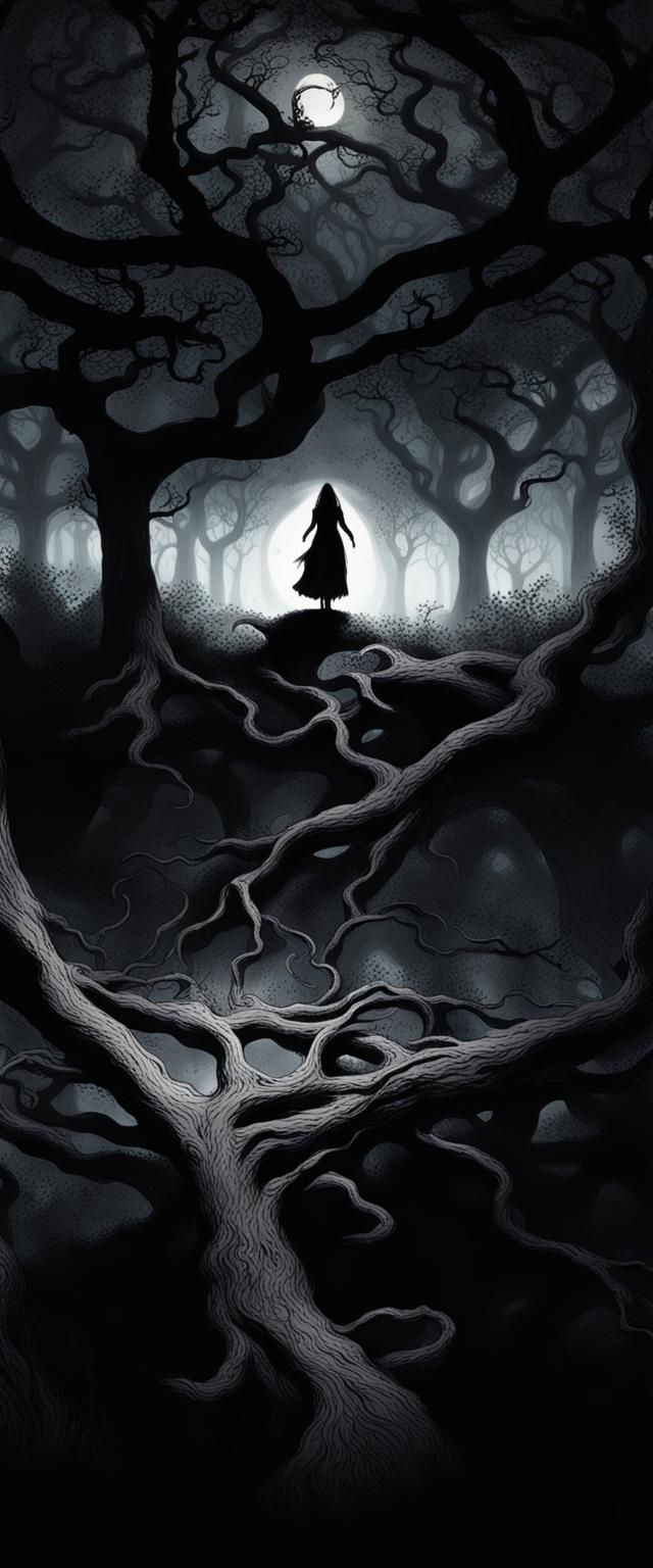 Mysterious Lilith Emerges Under Moonlit Shadows