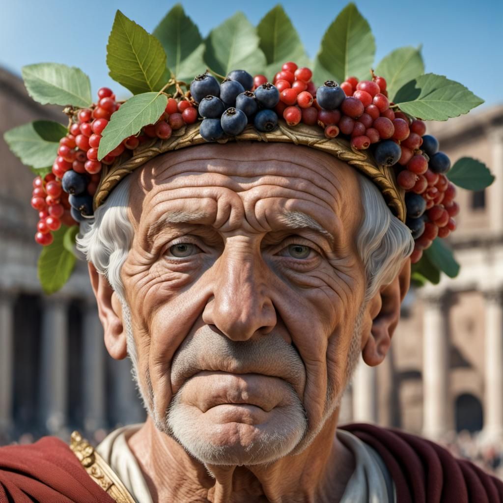 Roman Elder Statesman Wears Civic Crown with Verdant Embelli...