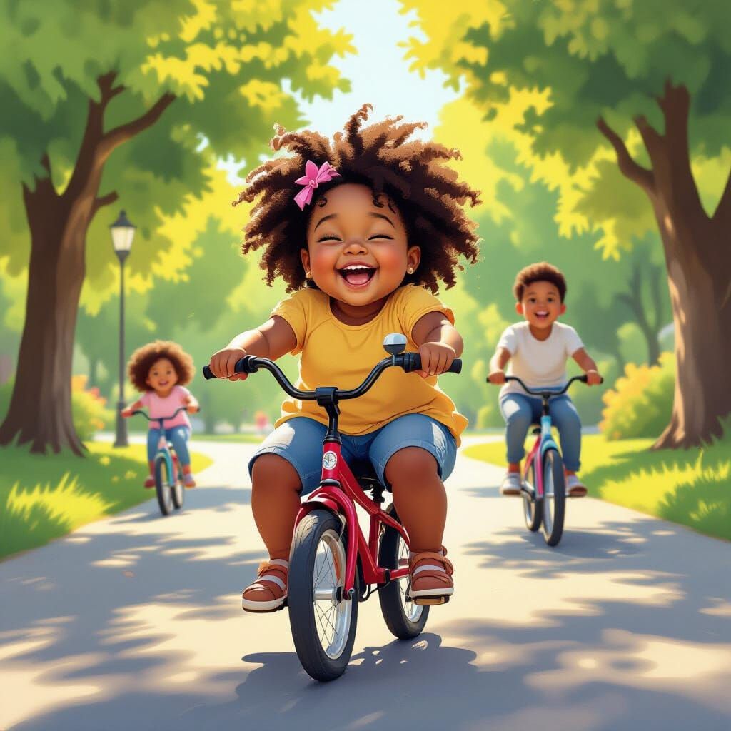 Joyful Ride: Little Girl's Sunny Park Adventure