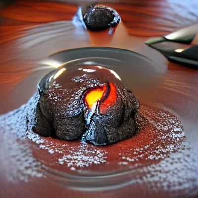 Lava Flowing Over Melted Chocolate Cake