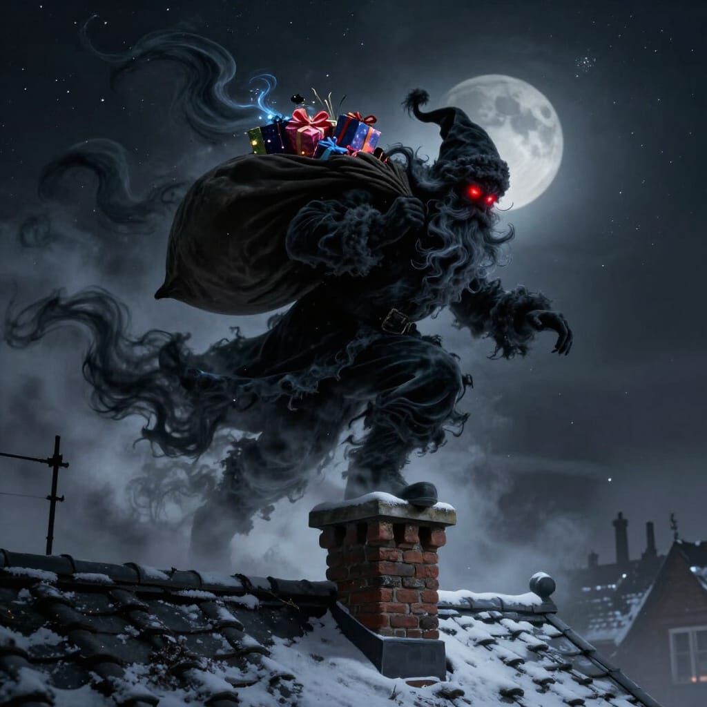 Ethereal Santa Smoke Monster Descends Chimney
