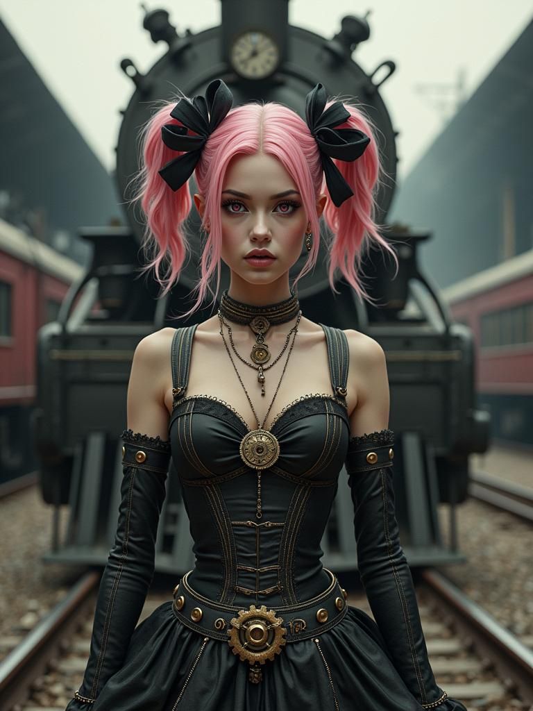 Steampunk Goddess Erupts from Vintage Train Station in Indus...