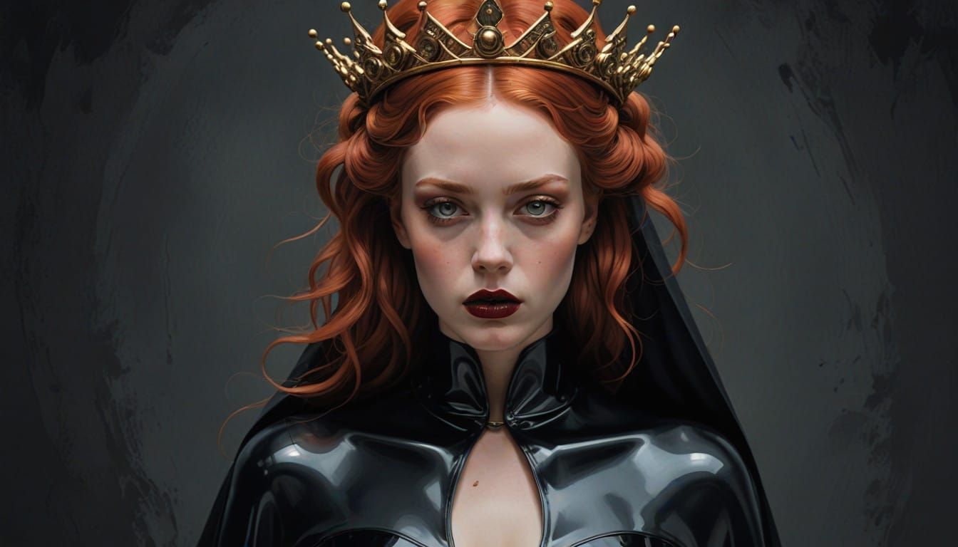 Regal Pregnant Goddess in Cyberpunk Latex Armor