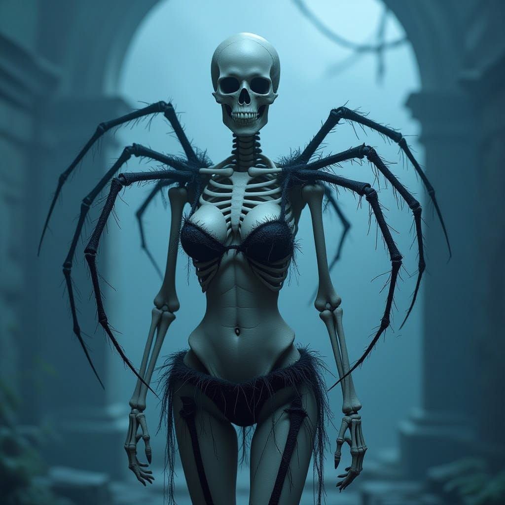 Eerie Skeleton in Spider Leg Bikini