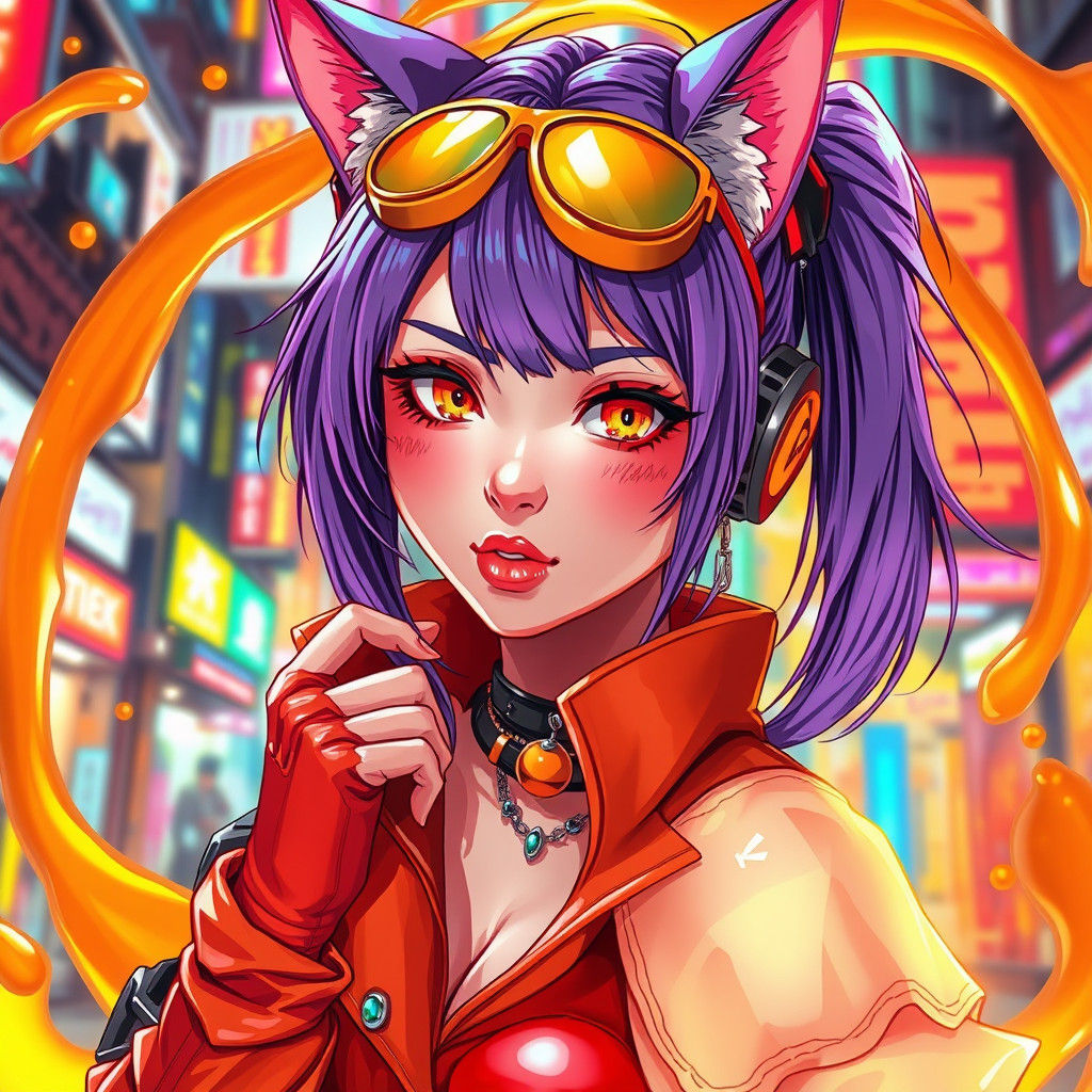anime female cat girl assassin, wearing cyberpunk intricate streetwear, beautiful, detailed portrait, cell shaded, 4 k, ...
