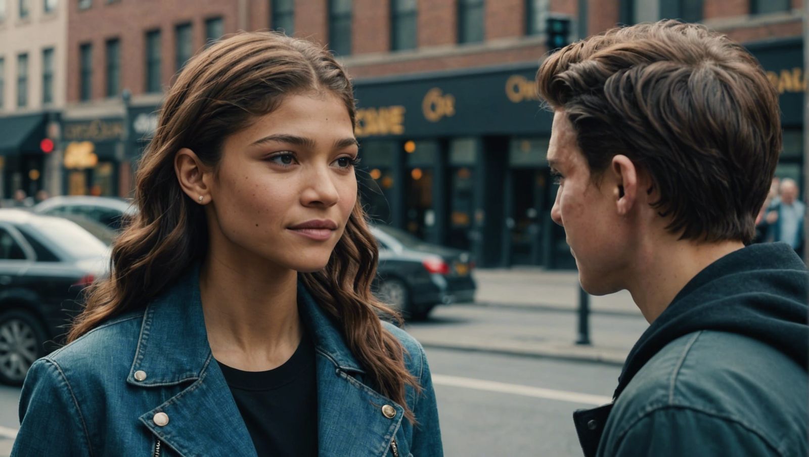 Zendaya and Tom Holland in the city