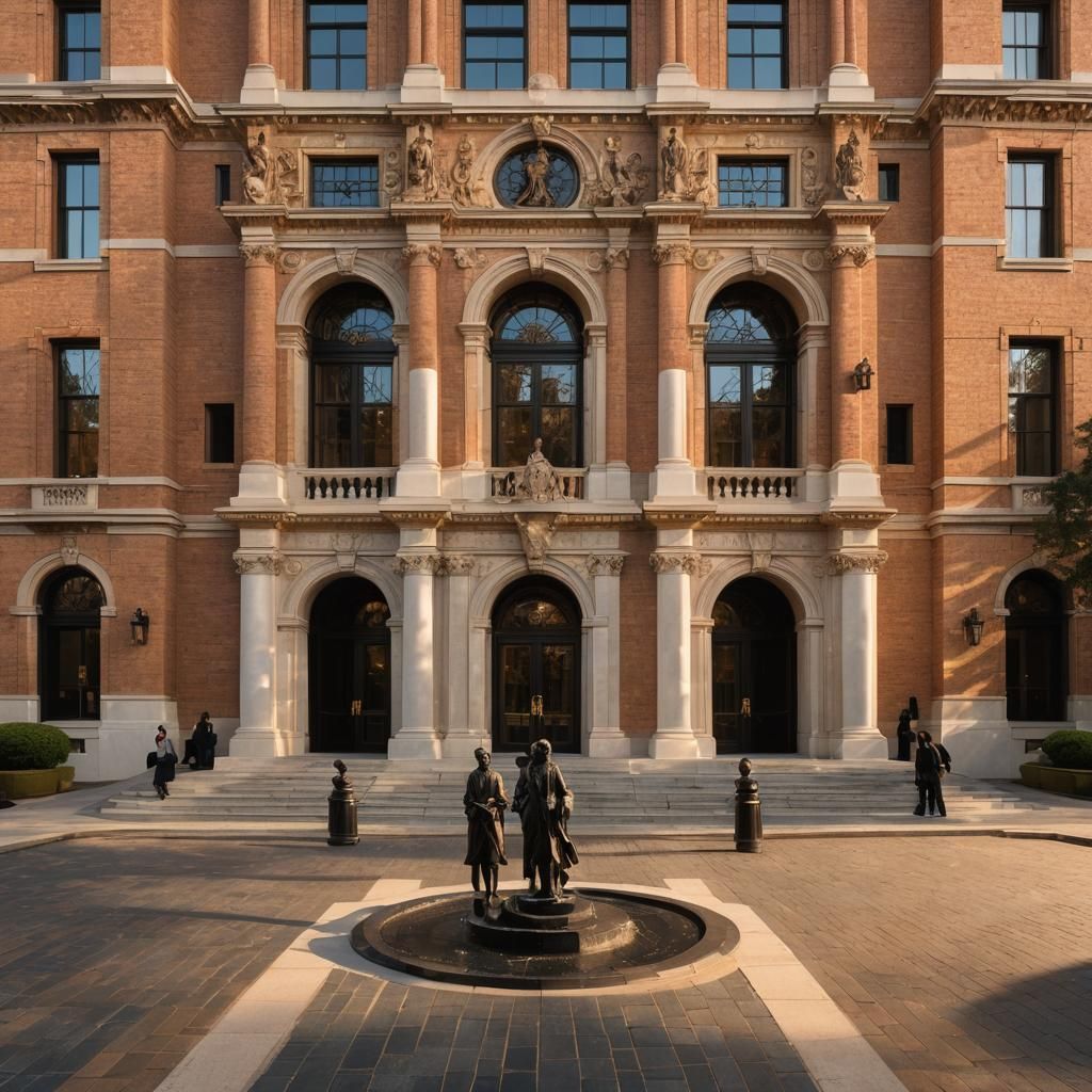 Golden Government Hall in Elegant Colonial Style