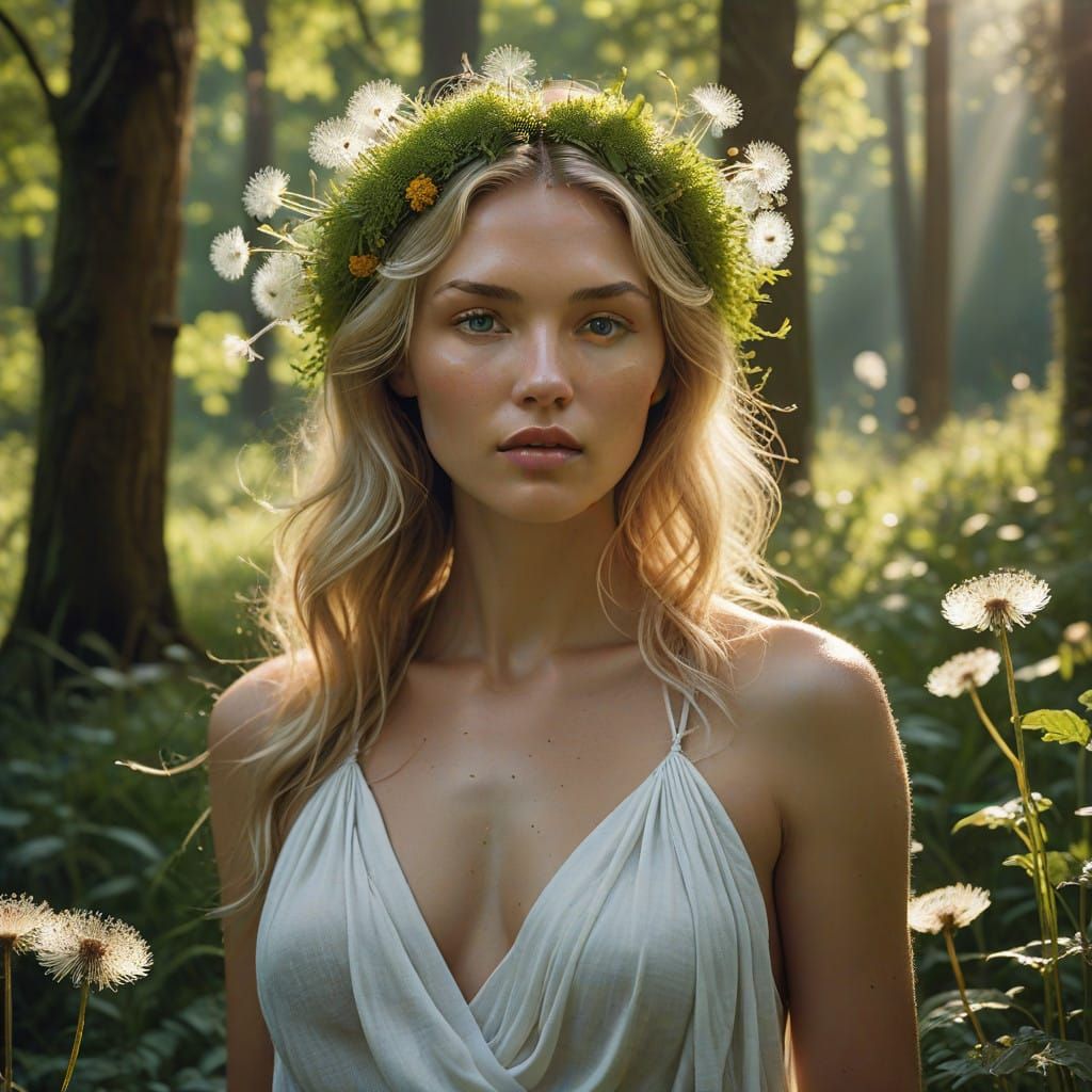 Serene Goddess in Nature's Crown