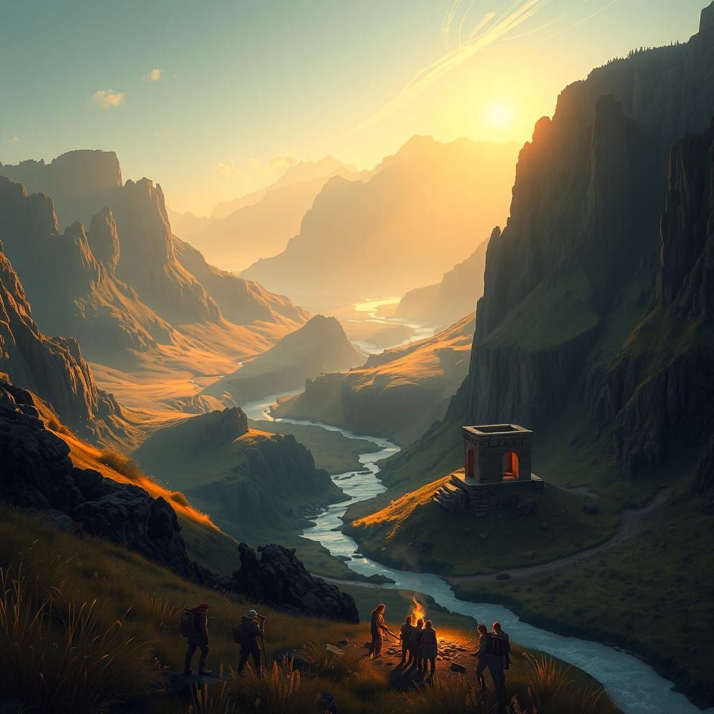 Mystical Valley Unfolds in Impressionist Style