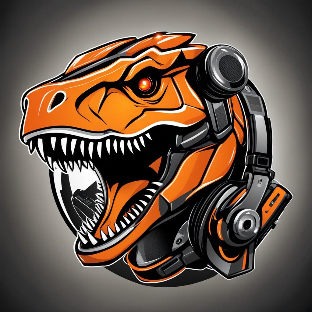 Adorable Orange T-Rex Business Logo in Futuristic Design