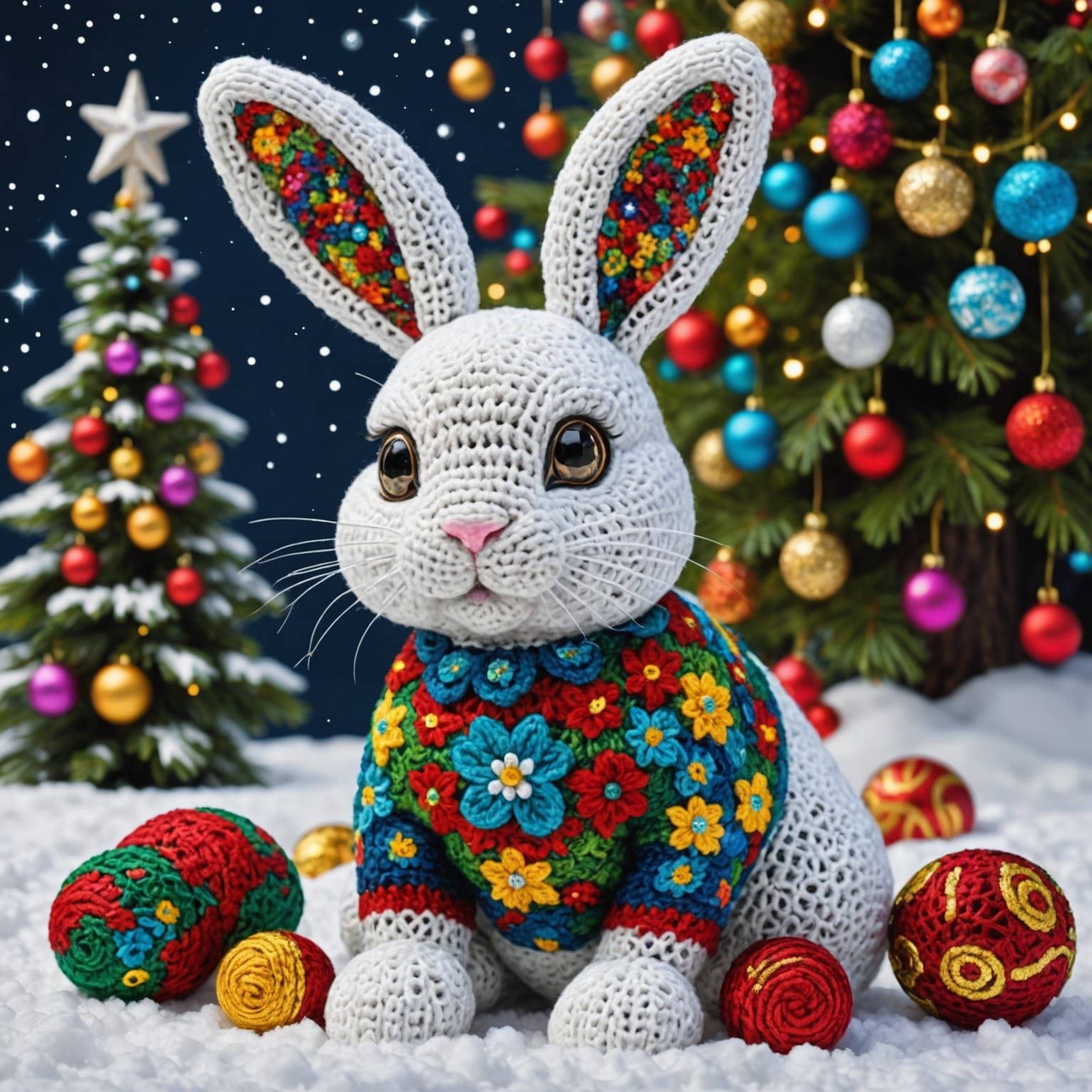 Intricate Christmas Wonderland in Klimt-Inspired Crochet