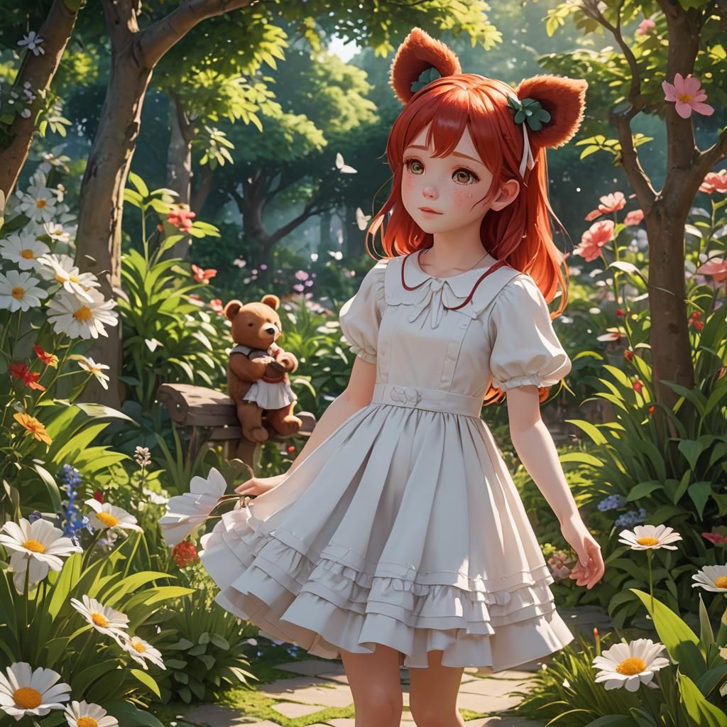Little Girl in Anime Garden
