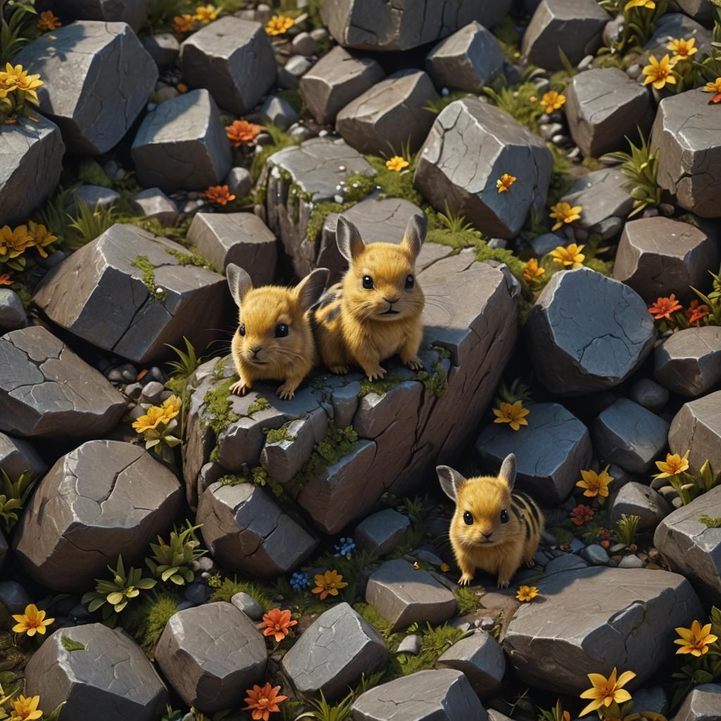 Whimsical Baby Pika in Vibrant Fantasy Landscapes