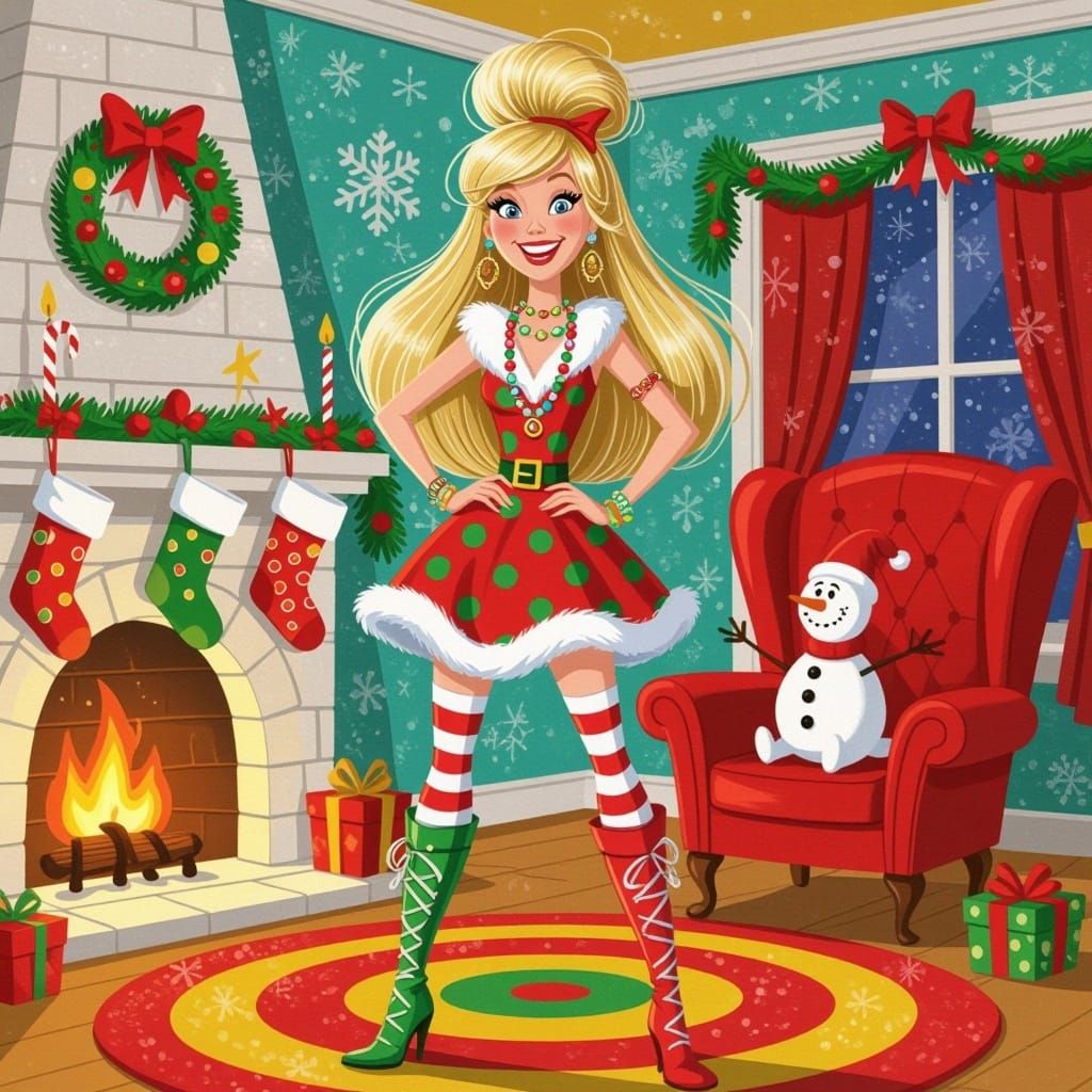 Whoville Celebration Scene in Whimsical Dr. Seuss Style