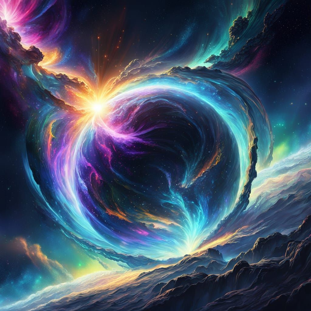 Cosmic Pride Word Art in Futuristic Fantasy Style