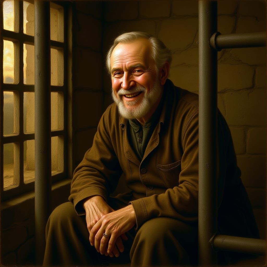 Contented Old Man in Prison Cell: Baroque Style