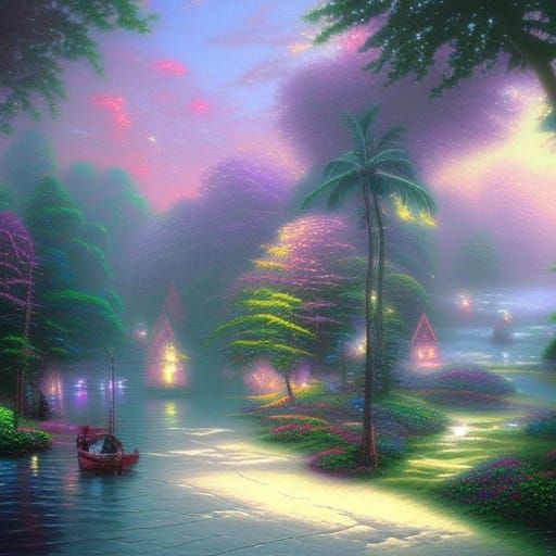 Ethereal Coconut Scene in a Mystical Landscape