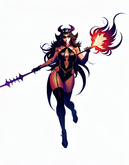 Ethereal Warrior in Crimson Swimsuit, Surrounded by Bats, in...