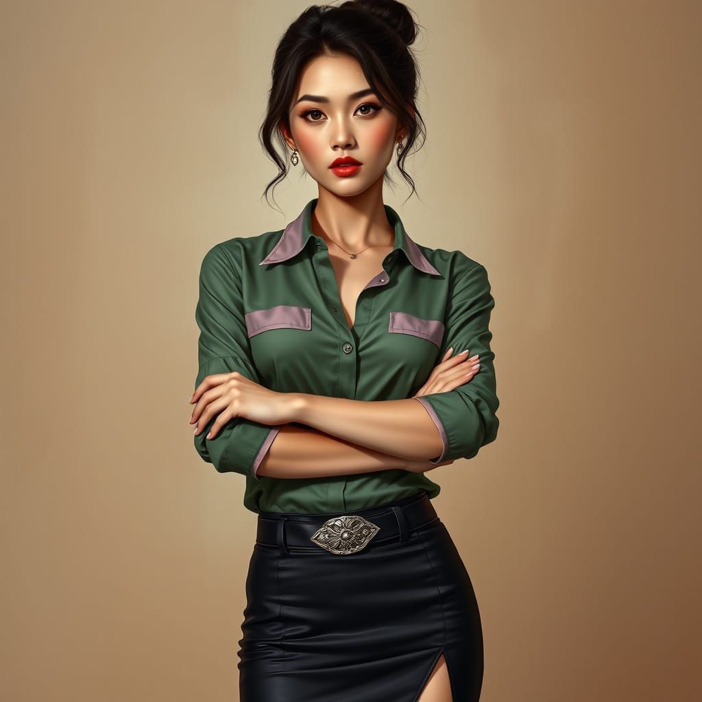 Elegant Korean Woman in High-Fashion Editorial Style