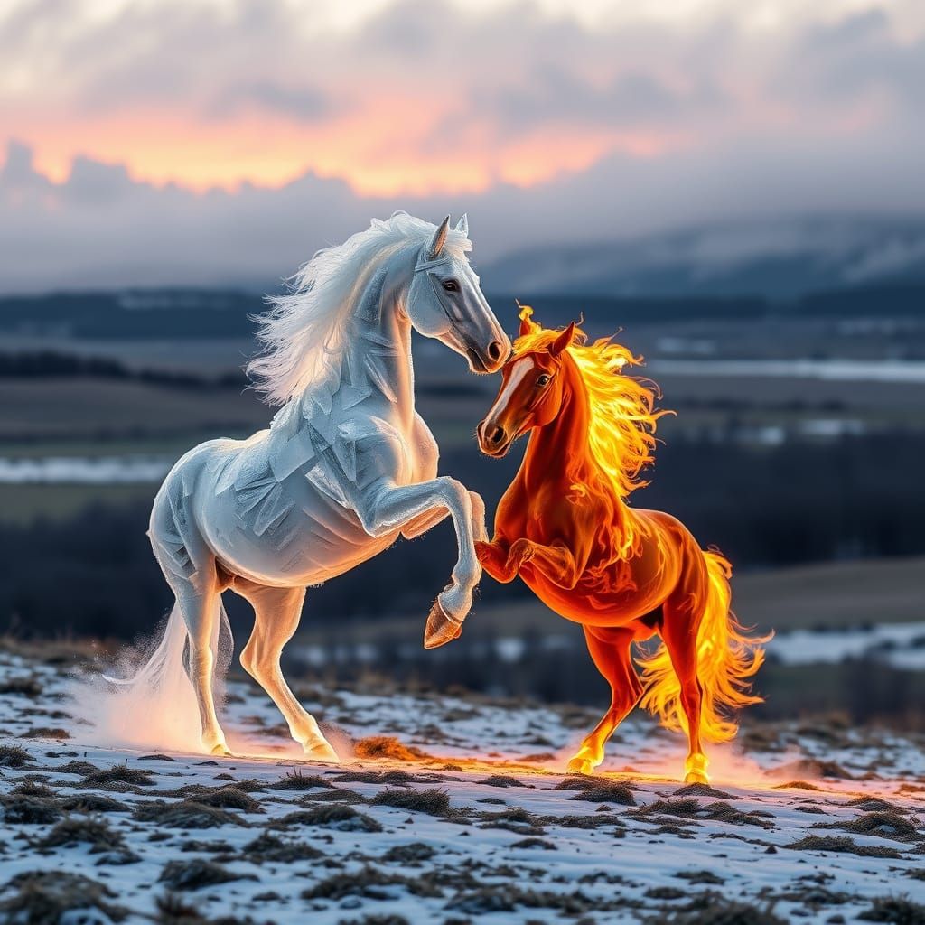 Frozen and Blazing Horses Share a Romantic Moment in a Unite...