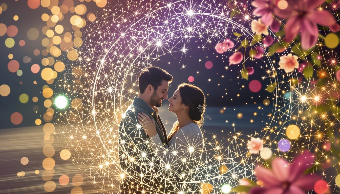 Romantic Couple in Magical Dreamscape with Ethereal Light