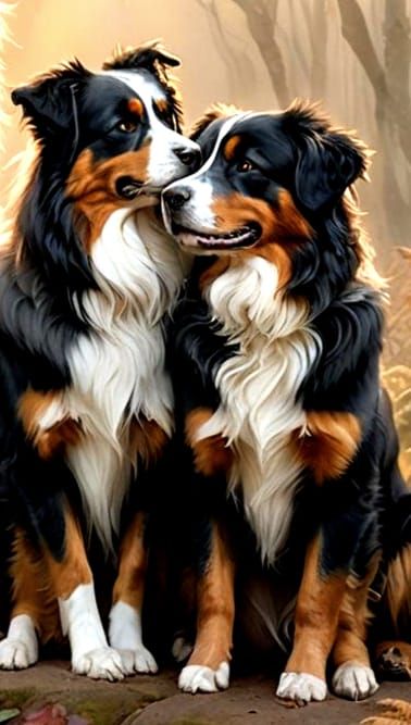Loving Australian Shepherd and Bernese Mountain Dog in Whims...