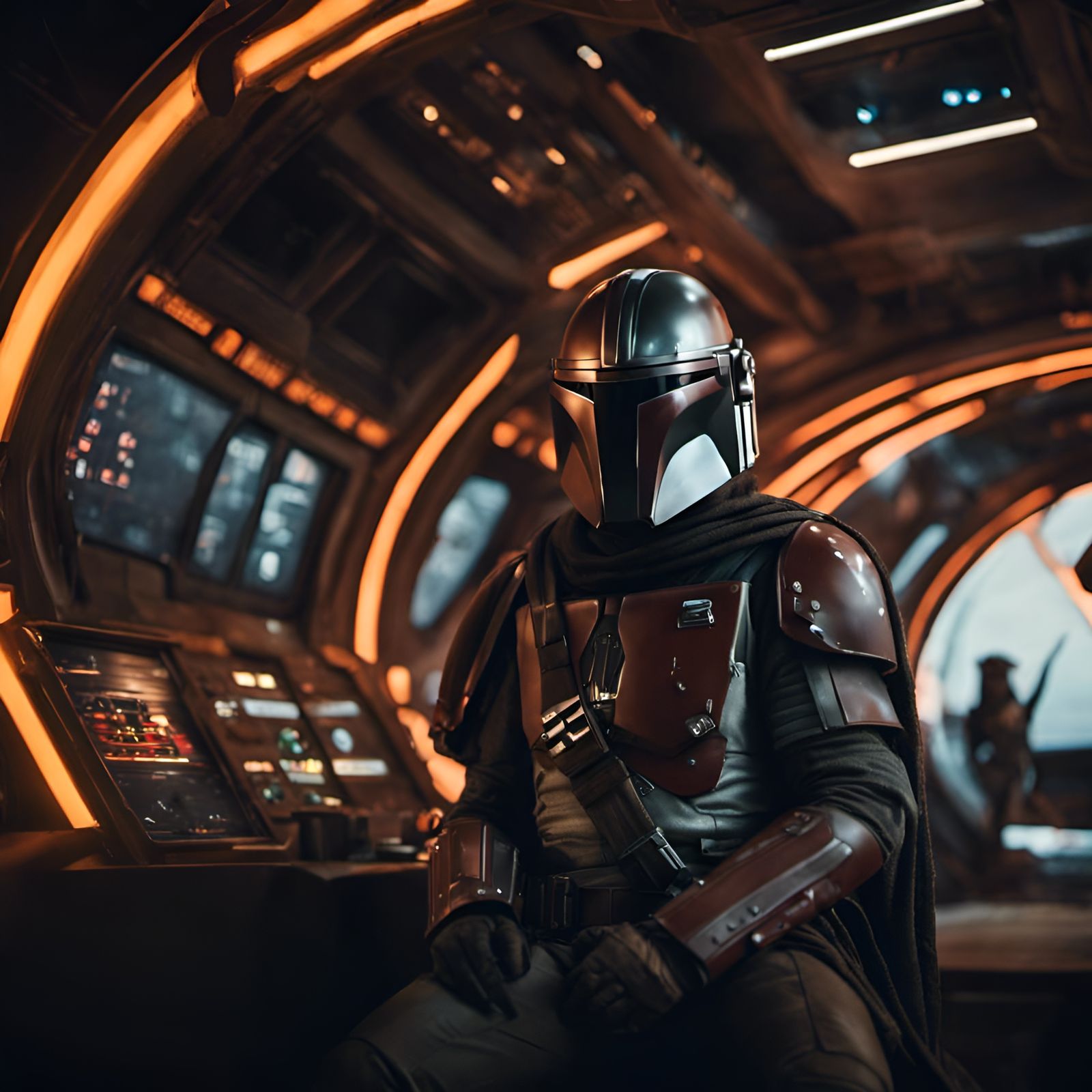 Din Djarin in Spaceship: Realistic 16k Portrait