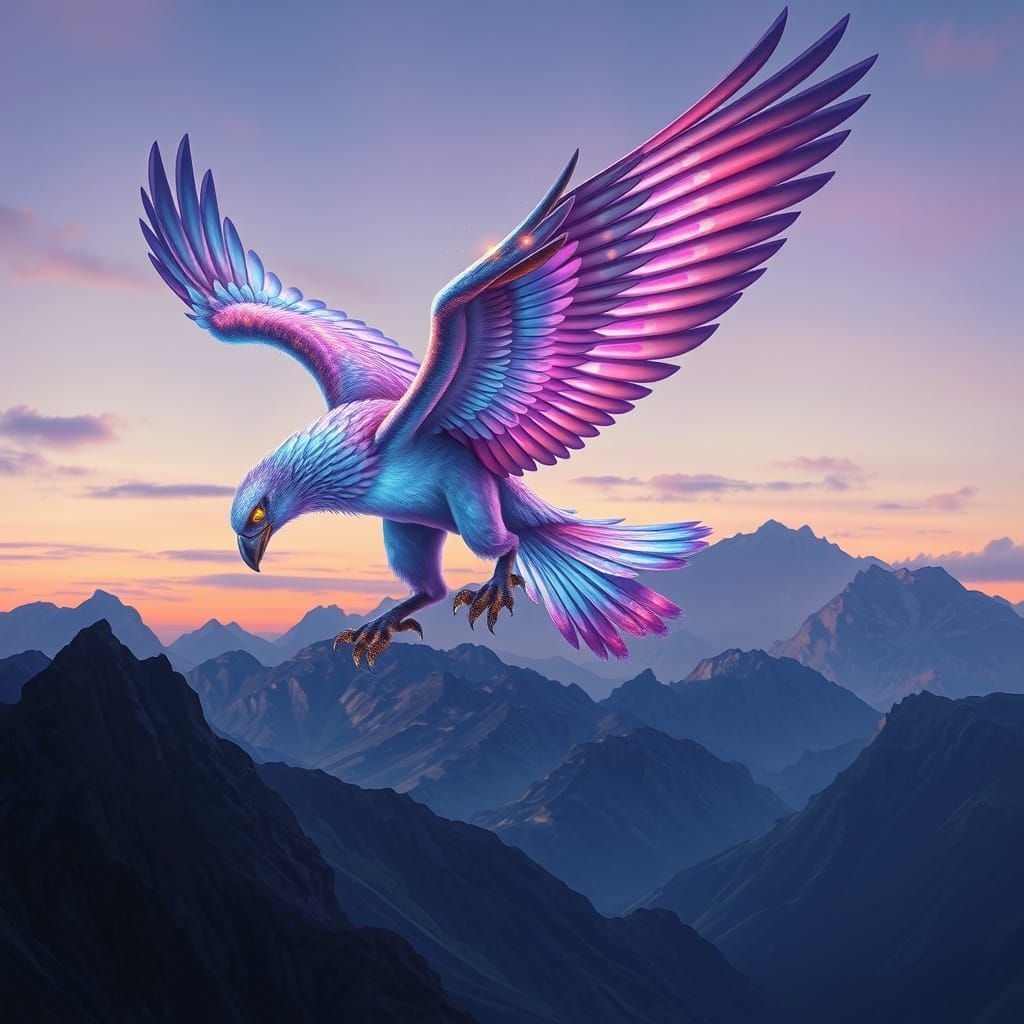 Aurora Griffin Soaring Over Crystal Mountains