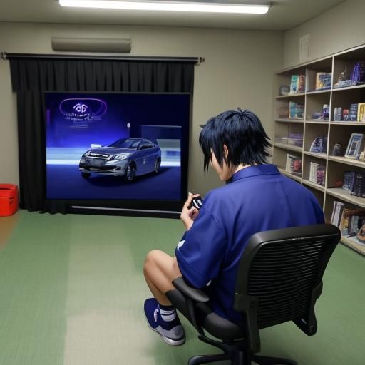 Sasuke playing videogames in the backrooms next to a Toyota Camry