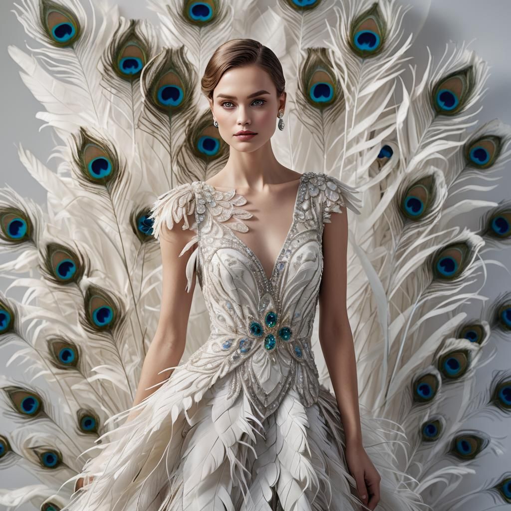 Elegant Woman in Feather Fashion Photography