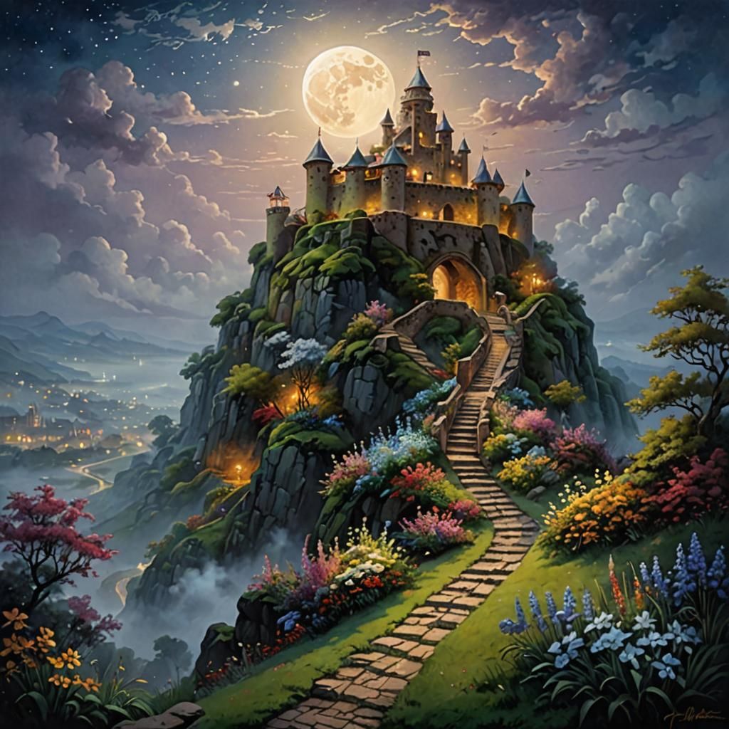Medieval Indian Fort Under Full Moon