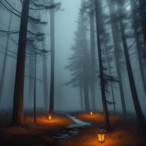 Santa in a Moody Snowy Forest Scene, in a Hyperrealistic Dig...