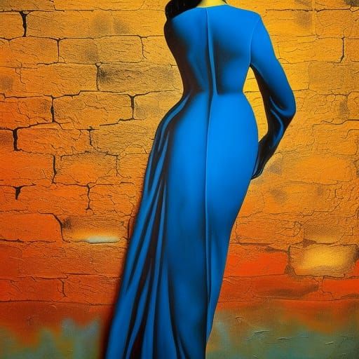 Ethereal Goddess Embracing Surreal Brick Landscape