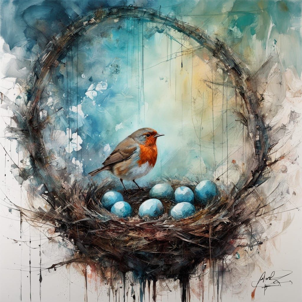 Ethereal Robin's Summer Sanctuary in Vibrant Colors