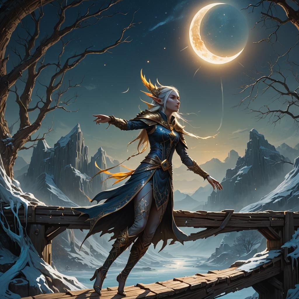 Spirit Elf Maiden Reaches for Lunar Eclipse