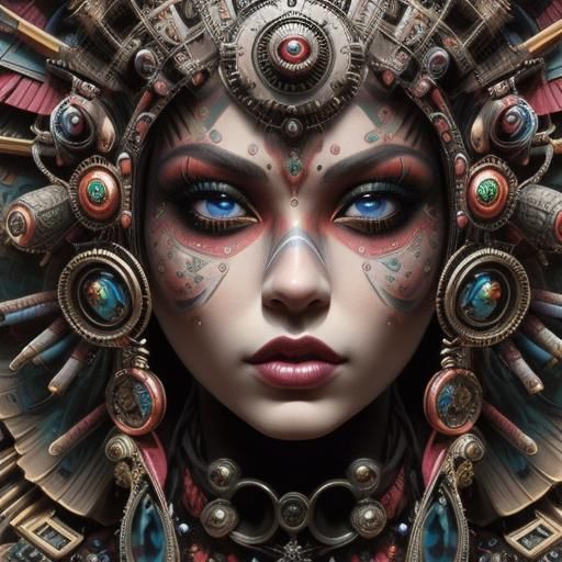 Cyberpunk Steampunk Portrait in Intricate Clockwork Makeup
