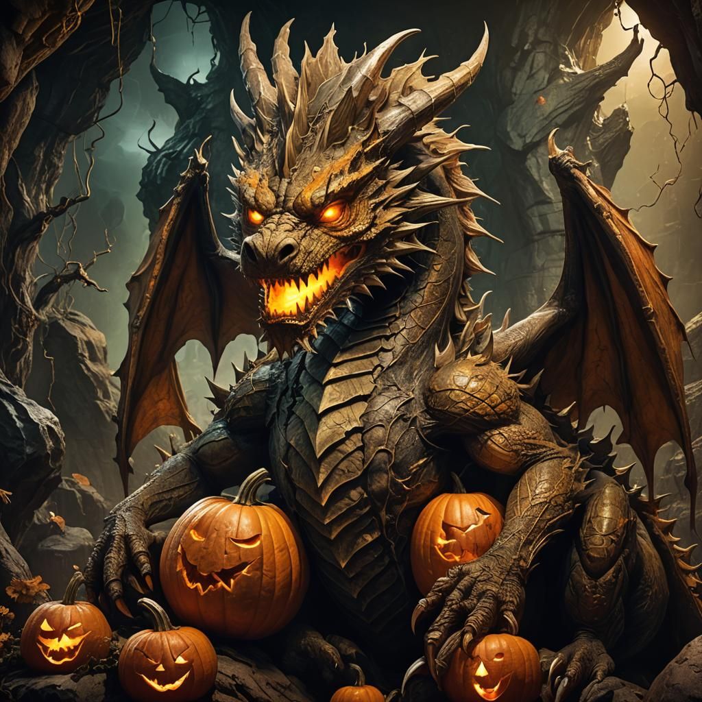 Fantasy Dragon in Warm, Dimly Lit Cave