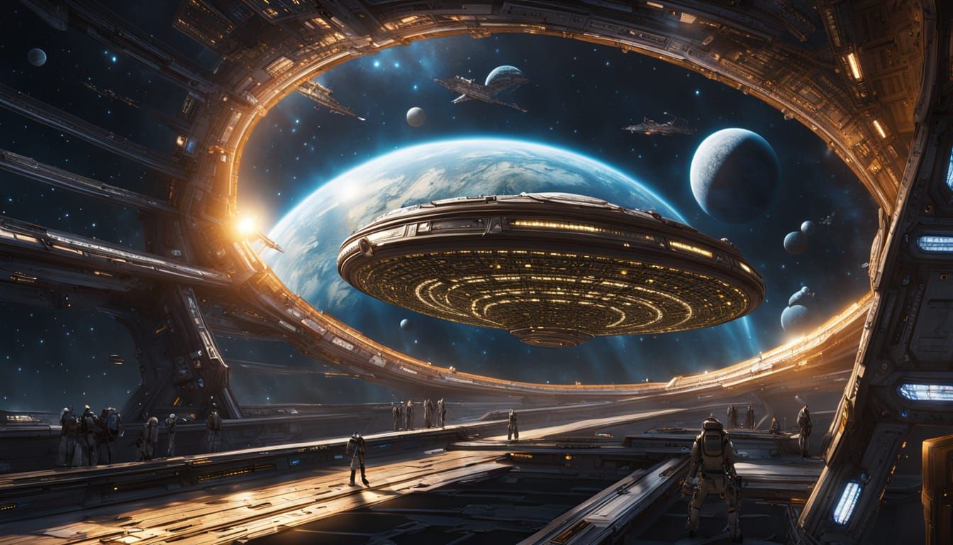 Vast Ark Spaceship Traveling Towards New World in Deep Space