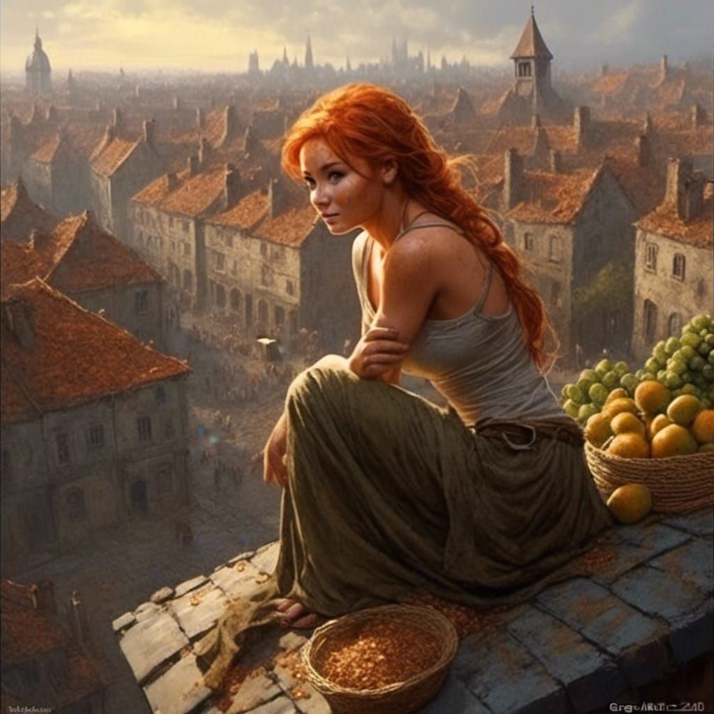 Medieval Fantasy City Slum Scene in Realistic Style