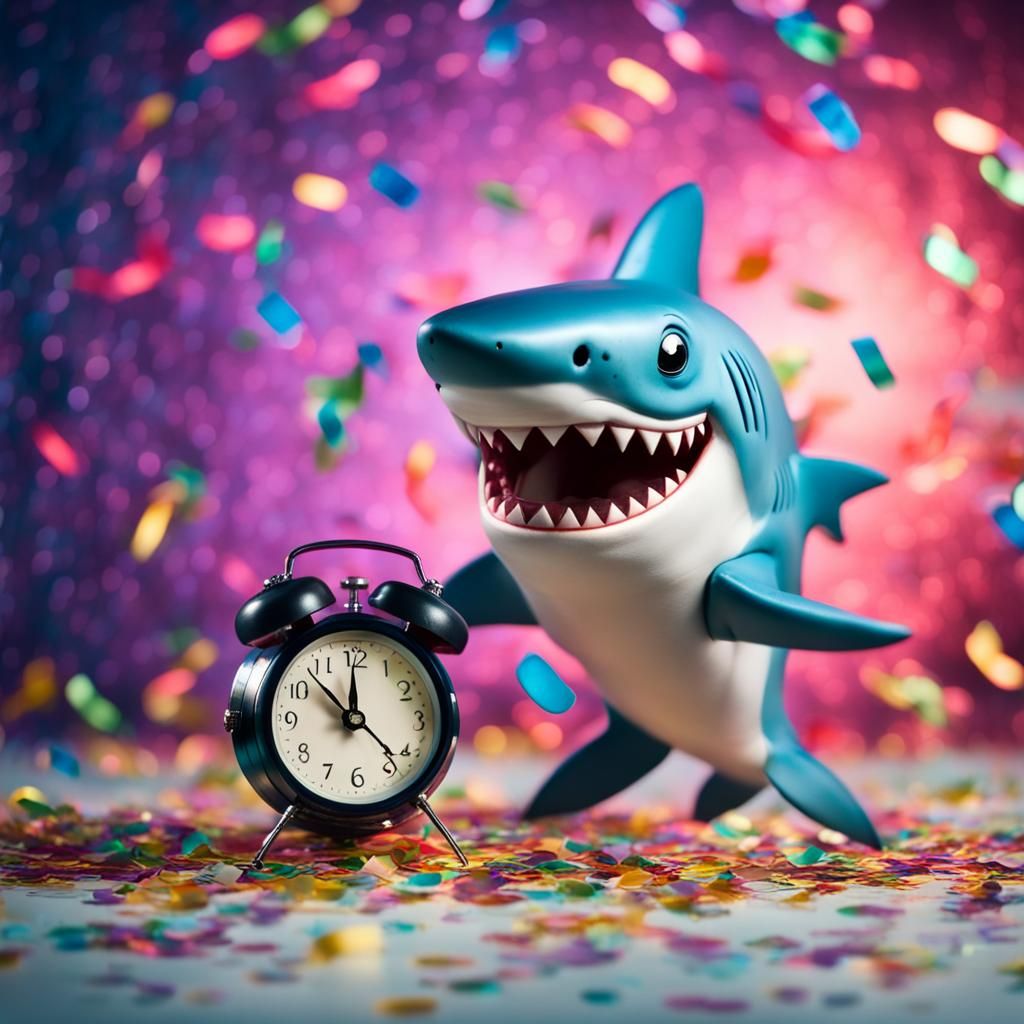Cute Shark Celebrates New Year's Eve