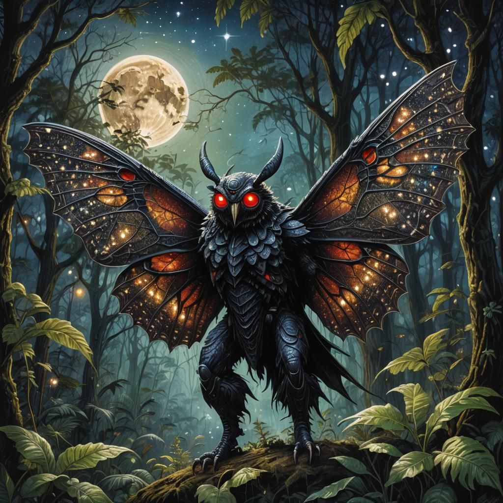 Mothman in High Gothic Fantasy Jungle