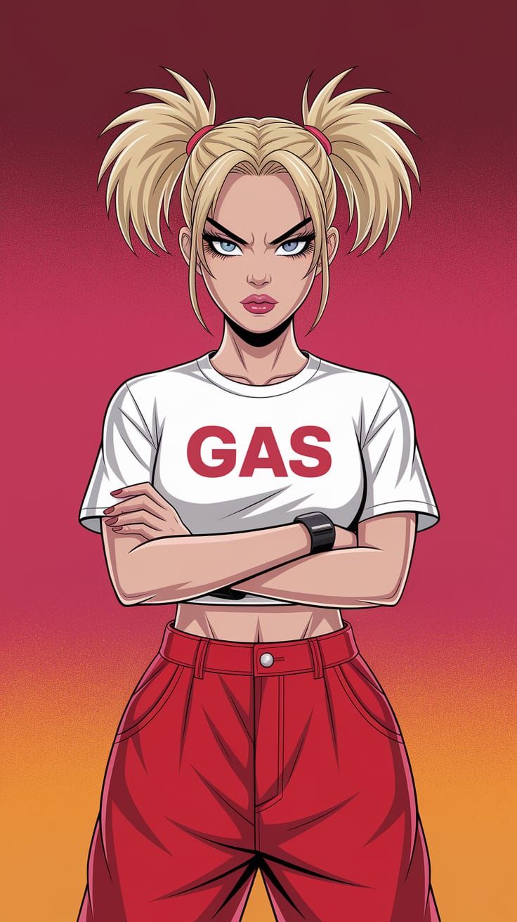 Anime Illustration of Confident Woman in K-Pop Style