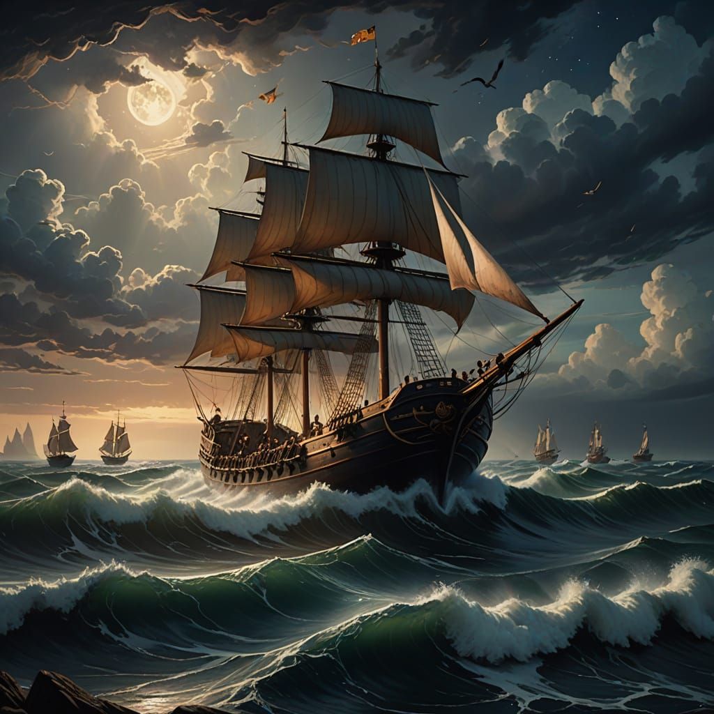 Epic Stormy Seascape in Oil Painted Style