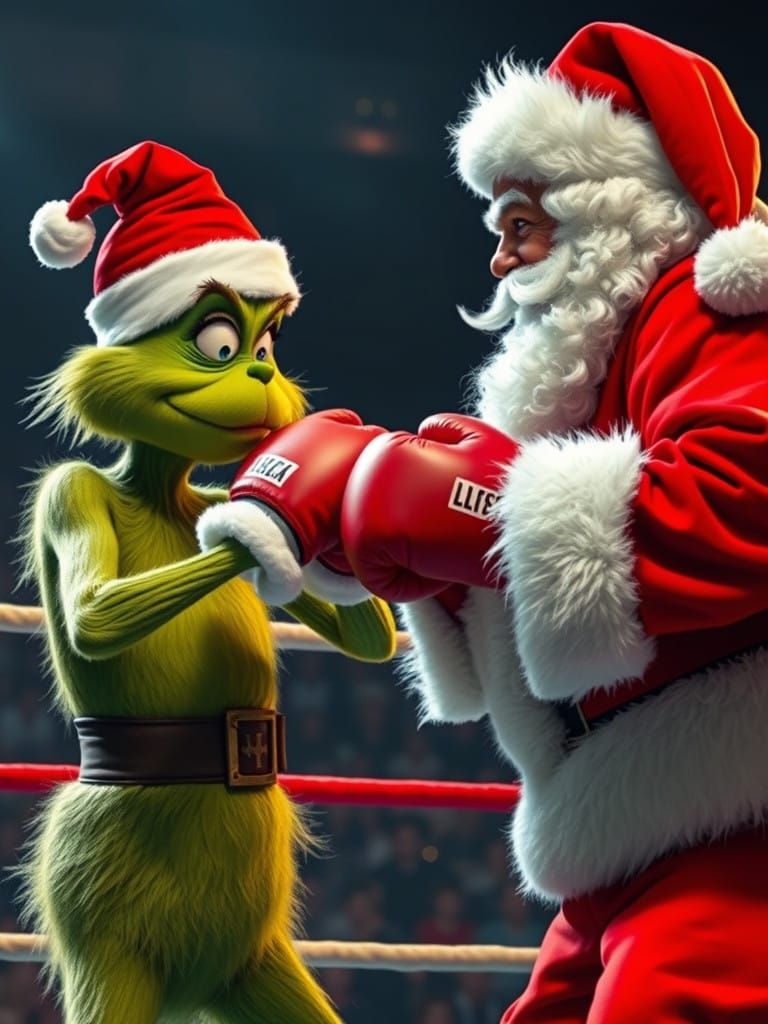 Santa Claus Meets Grinch in Epic Boxing Showdown
