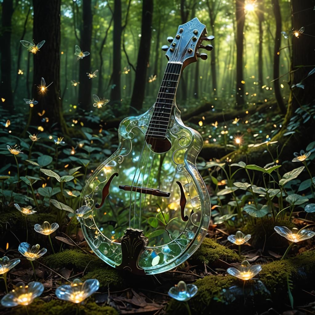 Ethereal Glass Mandolin in Woods by Divine Light