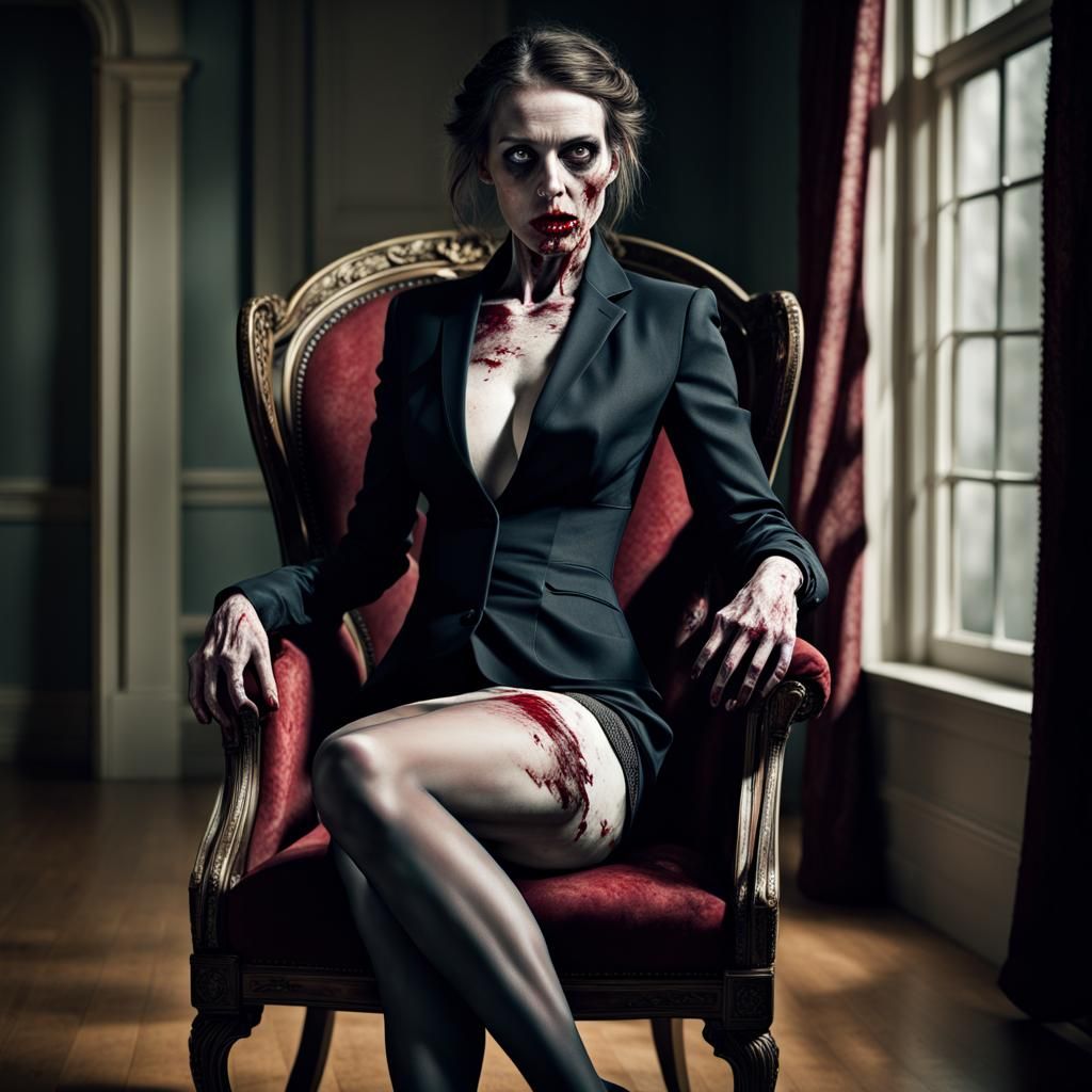 Ghoulish British Aristocrat Lady Dressed in Black