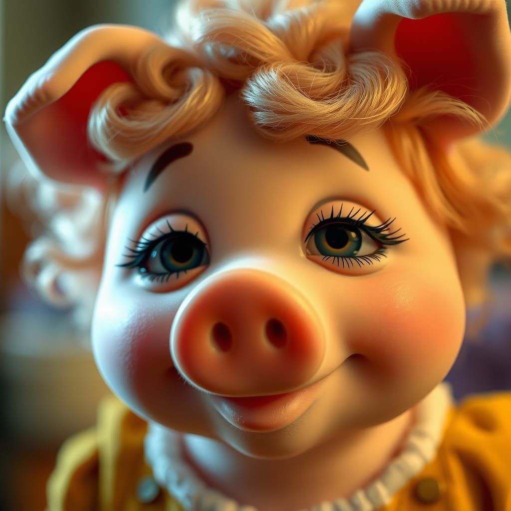 Vintage-Style Baby Miss Piggy Shines with Sparkling Eyes and...