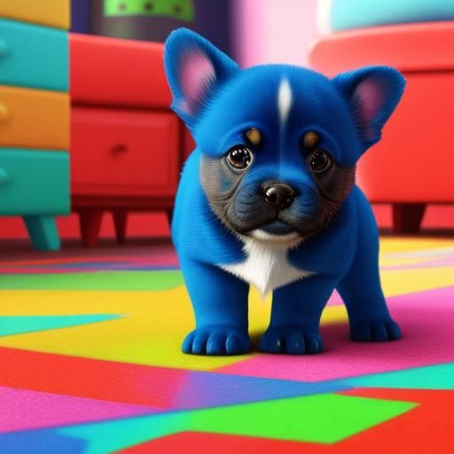 Happy Puppy in a Vibrant Toy Room