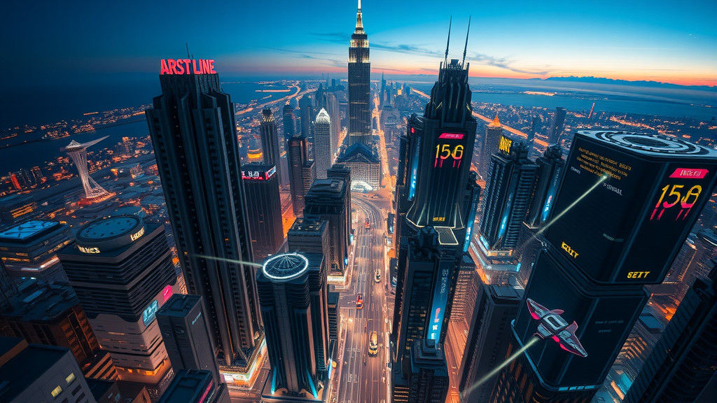 Futuristic Metropolis at Dusk, Inspired by Syd Mead